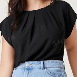 Black Pleated Solid Top